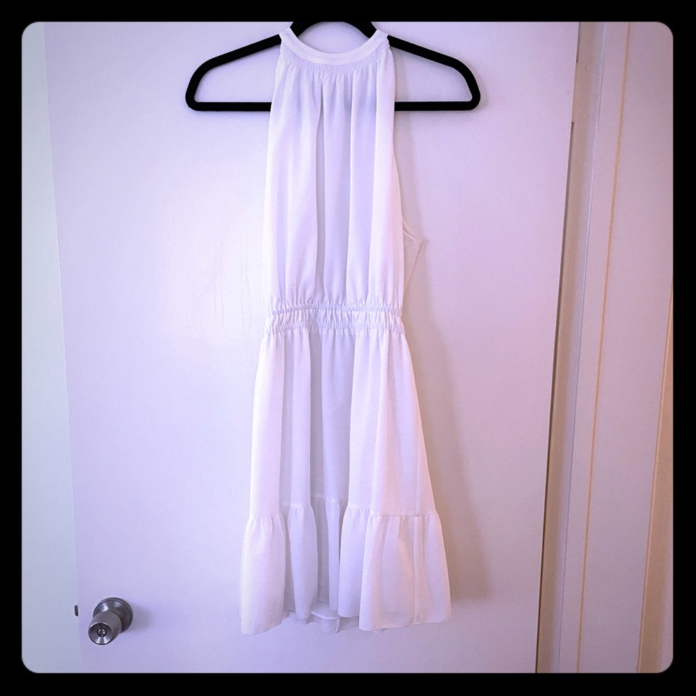 Wilfred • White Halter Flowy Mini Dress • Size M